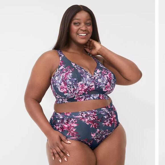 Cacique Comfort Bliss Lightly Lined No Wire Floral Maximum Coverage Bra Size 40F - Picture 1 of 16